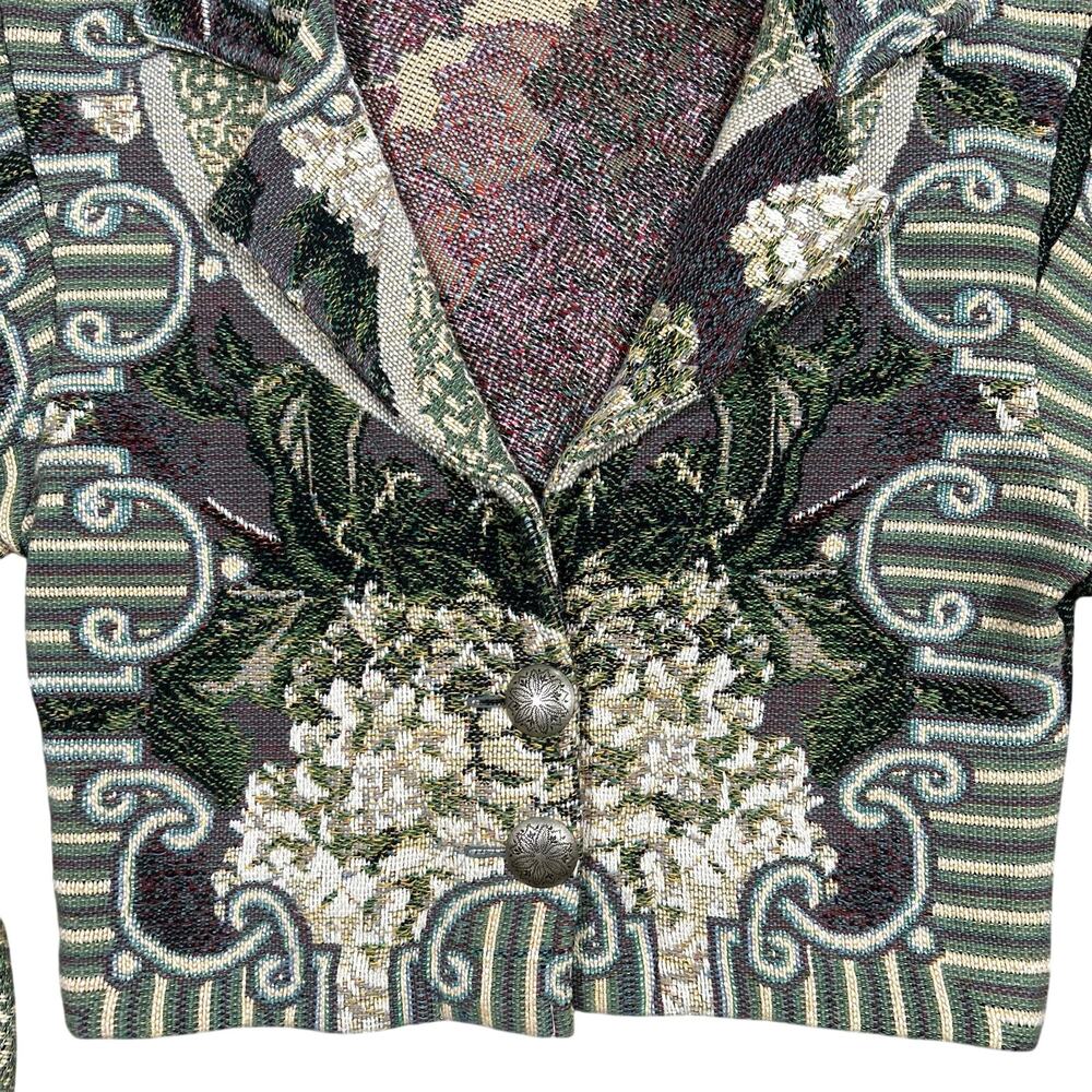 Vintage Paco Soler Floral Tapestry Jacket Womens S/M Cropped Fit Woven Blazer - Picture 3 of 6